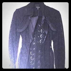 Bebe lace/crochet detailed trench coat